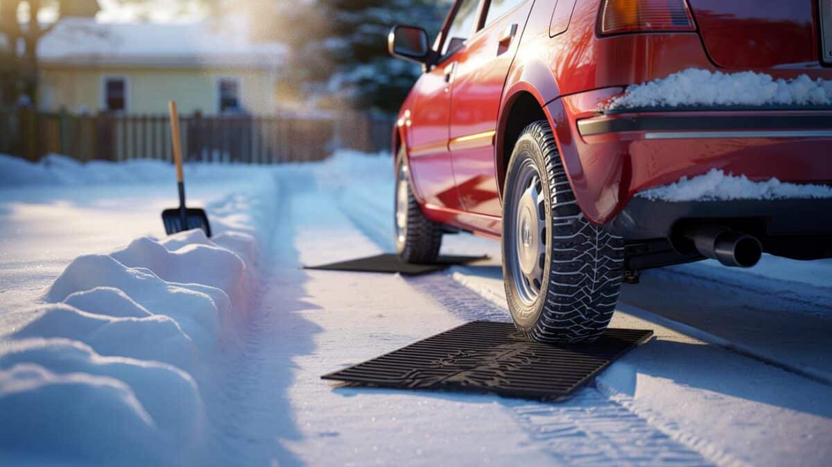 Auto im Schnee festgefahren: Der Trick mit Matten unter den Rädern, um ohne Anschieben herauszukommen