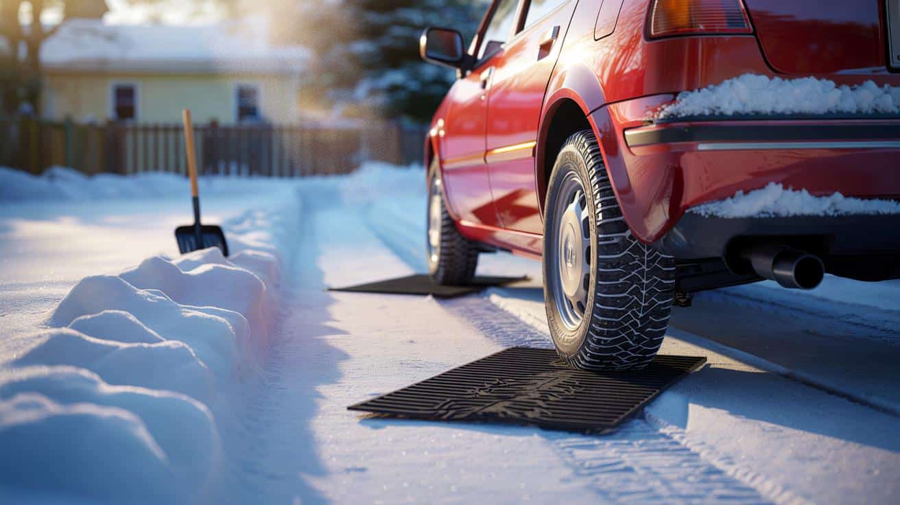 Auto im Schnee festgefahren: Der Trick mit Matten unter den Rädern, um ohne Anschieben herauszukommen