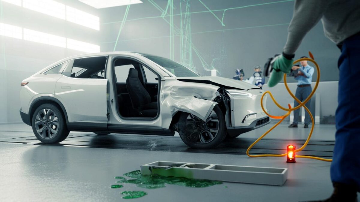 Das bleibt von einem chinesischen Elektro-SUV nach dem Aufpralltest übrig