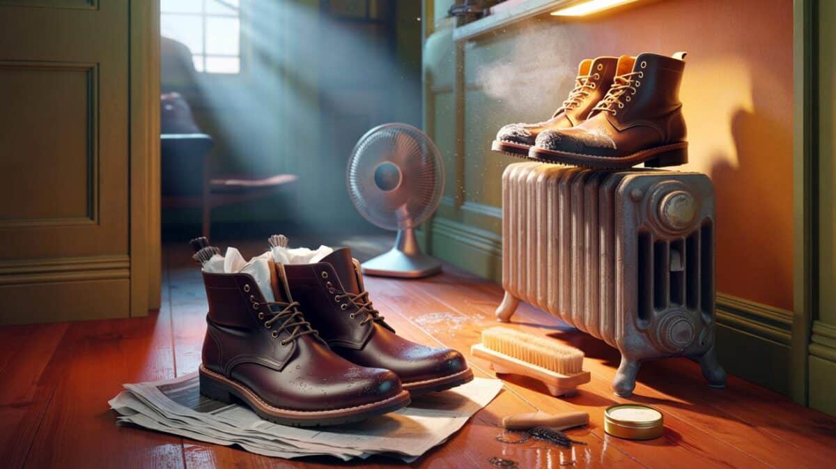 Nassgespülte Stiefel: Stellen Sie sie nicht auf den Heizkörper, sonst beschädigen Sie Kleber und Leder