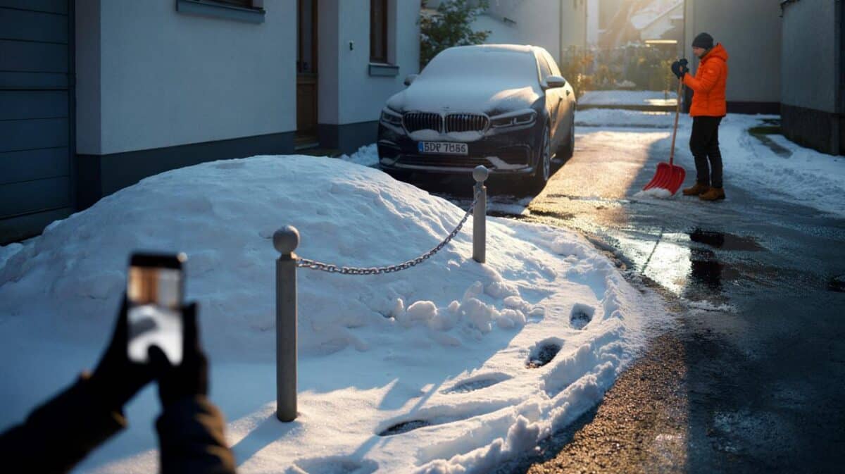 Parkplatz mit fremdem Schnee bedeckt: Hausfriedensbruch? Die Regelung