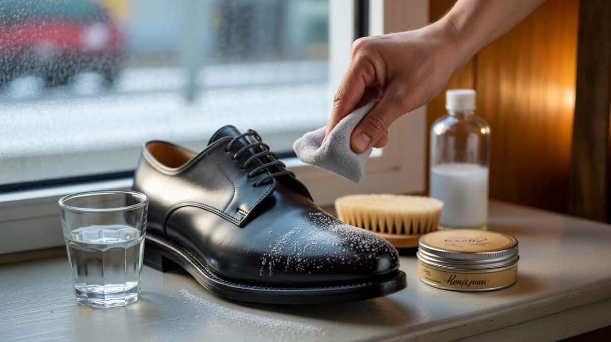 Salz auf Lederschuhen? Das 50-Cent-Küchenmittel, das den weißen Schleier sofort entfernt