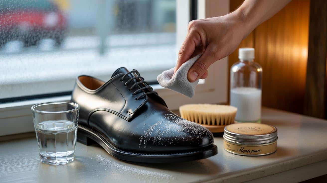 Salz auf Lederschuhen? Das 50-Cent-Küchenmittel, das den weißen Schleier sofort entfernt