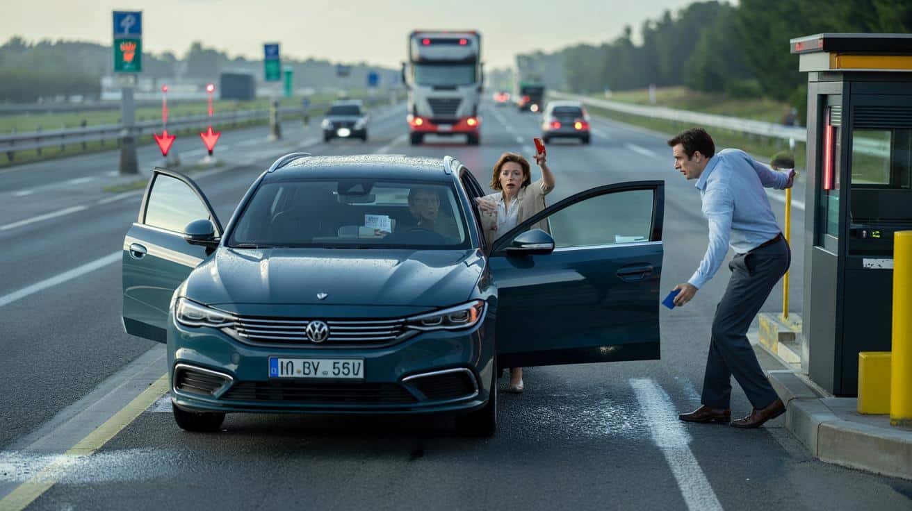 Steigt aus dem Auto, um die Autobahnmaut zu bezahlen – der Wagen fährt mit der Ehefrau an Bord weiter