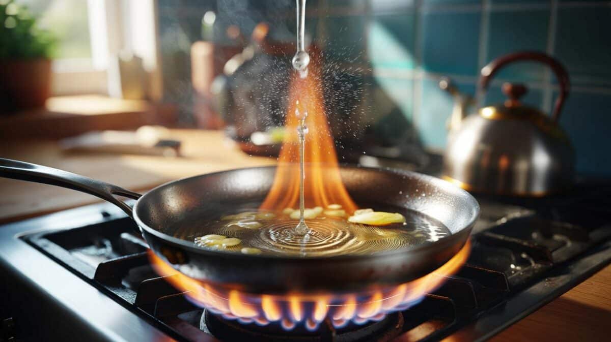 Warum Wasser in heißer Pfanne brandgefährlich ist