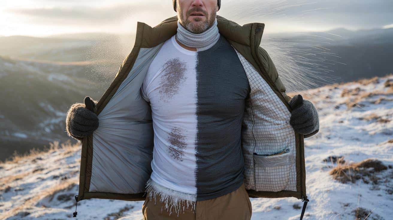 Zwiebelkleidung im Schnee: Der Fehler, Baumwolle direkt auf der Haut zu tragen und einen frieren zu lassen